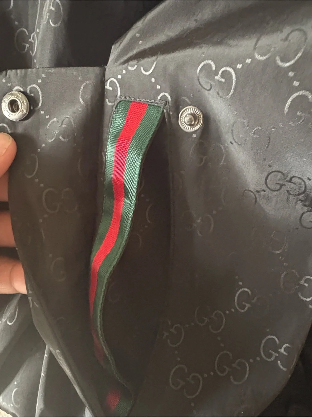 Gucci Black Bomber Jacket with Red & Green Trim